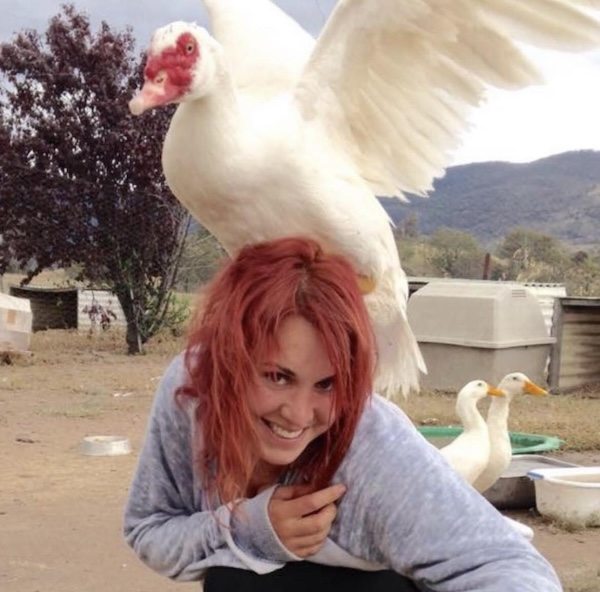 Shannon, founder of Whisker Woods Sanctuary, with rescued ducks